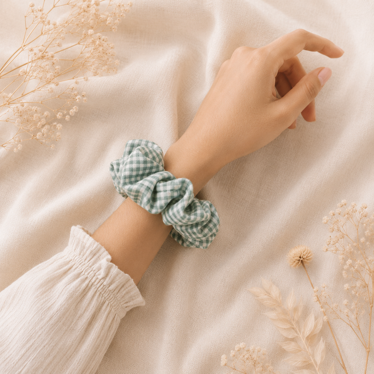 Scrunchie vichy verde