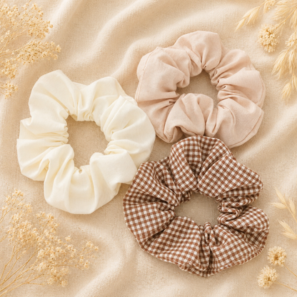 pack scrunchies marrones beige