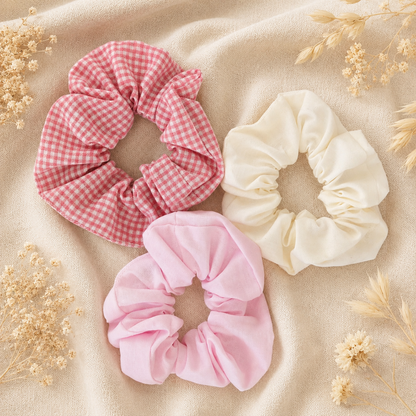 pack scrunchies rosas